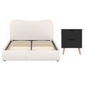 Artiss DOUBLE Bed Frame Boucle Beige Headboard Black Nightstand Set