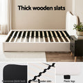Artiss DOUBLE Bed Frame Boucle Beige Headboard Black Nightstand Set