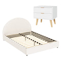 Artiss QUEEN Bed Frame Bedside Table Gas Lift Storage Boucle