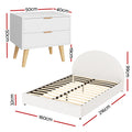 Artiss QUEEN Bed Frame Bedside Table Gas Lift Storage Boucle
