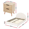 Artiss Gas Lift QUEEN Bed Frame Boucle Upholstered Bedside Table