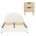 Artiss Gas Lift QUEEN Bed Frame Boucle Upholstered Bedside Table