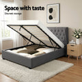 Artiss Gas Lift QUEEN Bed Frame+Bedside Table 2 Drawer Bundle
