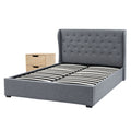 Artiss Gas Lift QUEEN Bed Frame+Bedside Table 2 Drawer Bundle