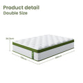 Artiss Double Bed Frame Headboard White + BedStory Hybrid Mattress