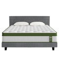 Artiss King Bed Frame Hybrid Mattress Grey Linen Medium Firm