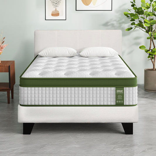 Artiss Single Bed Frame Mattress Bundle White Medium Firm Hybrid