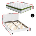 Artiss DOUBLE Bed Frame White PVC Leather Platform Hybrid Mattress