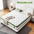 Artiss DOUBLE Bed Frame White PVC Leather Platform Hybrid Mattress