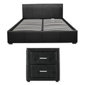 Artiss Queen Bed Frame Gas Lift Storage Leather Black Bedside
