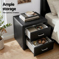 Artiss Queen Bed Frame Gas Lift Storage Leather Black Bedside