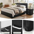 Artiss Queen Bed Frame Gas Lift Storage Leather Black Bedside