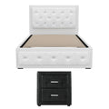 Artiss King Single Bed Frame Storage White Leather Gas Lift Set