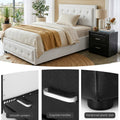 Artiss King Single Bed Frame Storage White Leather Gas Lift Set