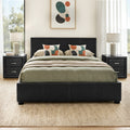Artiss Queen Gas Lift Bed Frame 2 Bedside Tables Black Leather