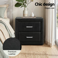 Artiss Queen Gas Lift Bed Frame 2 Bedside Tables Black Leather