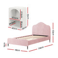 Artiss King Single Storage Bed Frame Velvet Pink Bedside Table