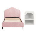 Artiss King Single Storage Bed Frame Velvet Pink Bedside Table