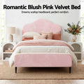 Artiss King Single Storage Bed Frame Velvet Pink Bedside Table