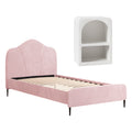 Artiss King Single Storage Bed Frame Velvet Pink Bedside Table