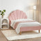 Artiss KING SINGLE Bed Frame Pink Velvet Scallop Headboard Bedside