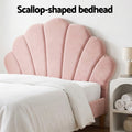 Artiss KING SINGLE Bed Frame Pink Velvet Scallop Headboard Bedside