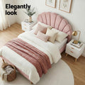 Artiss Double Bed Frame Scallop Headboard Pink Velvet 2 Drawer