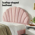 Artiss Double Bed Frame Scallop Headboard Pink Velvet 2 Drawer