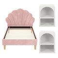 Artiss King Single Bed Frame Pink Velvet Scallop Headboard+2 Bedside