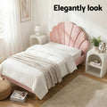Artiss King Single Bed Frame Pink Velvet Scallop Headboard+2 Bedside