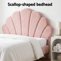 Artiss King Single Bed Frame Pink Velvet Scallop Headboard+2 Bedside