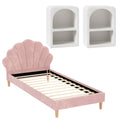 Artiss King Single Bed Frame Pink Velvet Scallop Headboard+2 Bedside
