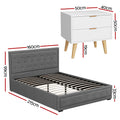 Artiss Queen Gas Lift Bed Frame 2 Drawer Bedside Table Set