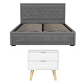 Artiss Queen Gas Lift Bed Frame 2 Drawer Bedside Table Set