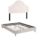 Artiss QUEEN Bed Frame Storage Scalloped Velvet Headboard Wood Base