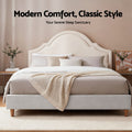 Artiss QUEEN Bed Frame Storage Scalloped Velvet Headboard Wood Base