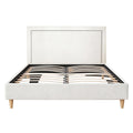 Artiss Queen Bed Frame Upholstered Headboard Linen Beige