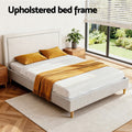 Artiss Queen Bed Frame Upholstered Headboard Linen Beige