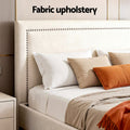 Artiss Queen Bed Frame Upholstered Headboard Linen Beige
