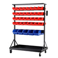 Giantz 74 Bin Storage Rack Mobile Double Sided Workshop Organiser