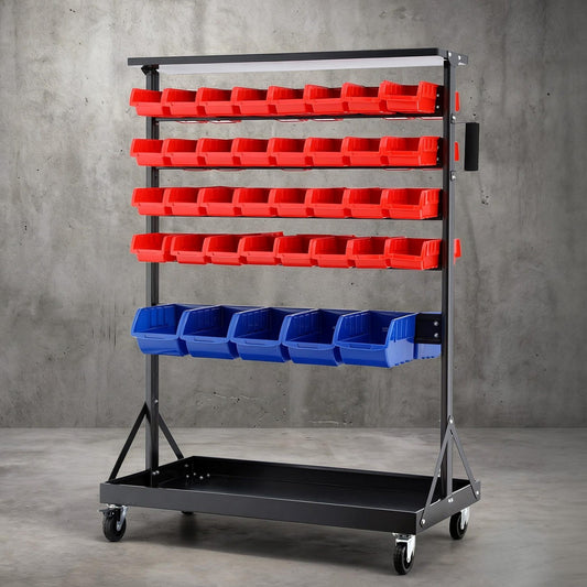 Giantz 74 Bin Storage Rack Mobile Double Sided Workshop Organiser