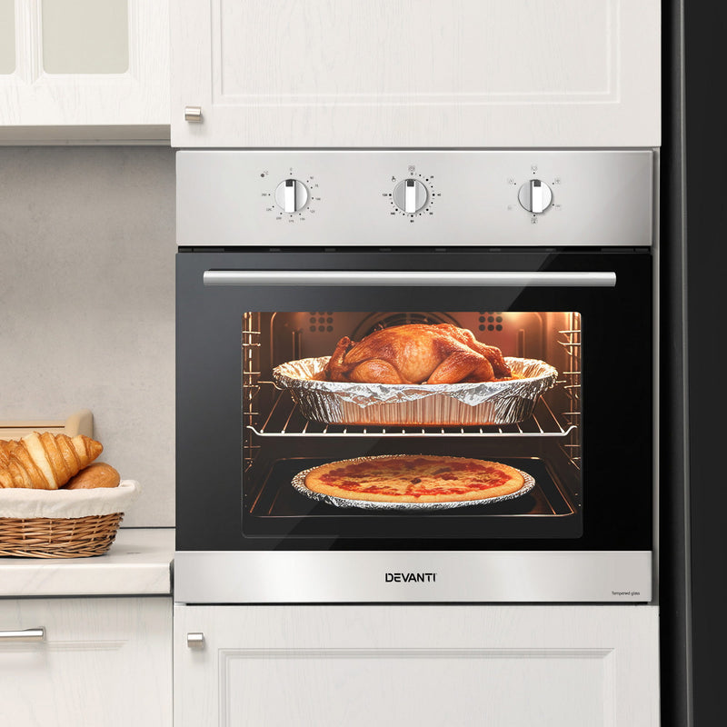 Devanti 60cm Built-in Electric Wall Oven 70L Stainless Steel