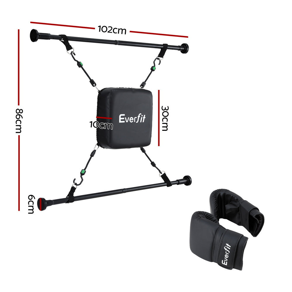 Everfit Doorway Punching Bag Adjustable Apartment Friendly with Boxing Gloves Black