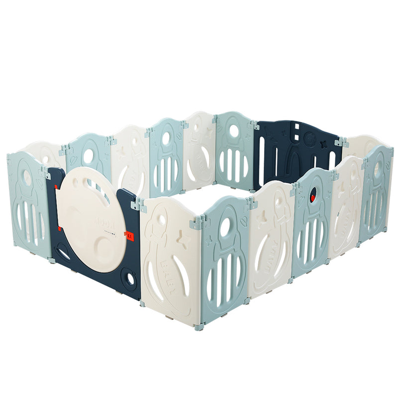 Keezi Baby Playpen 16 Panels Foldable Toddler Safety Gate Fence