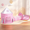 Keezi Kids Pop Up Playhouse Tent Castle Tunnel Basketball Hoop Pink