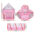 Keezi Kids Pop Up Play Tent Castle Crawl Tunnel Basketball Hoop Pink