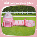 Keezi Kids Pop Up Play Tent Castle Crawl Tunnel Basketball Hoop Pink
