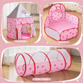 Keezi Kids Pop Up Play Tent Castle Crawl Tunnel Basketball Hoop Pink