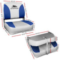 Seamanship 2X Folding Boat Seats Marine Swivel Low Back Grey Blue