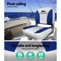 Seamanship 2X Folding Boat Seats Marine Swivel Low Back Grey Blue